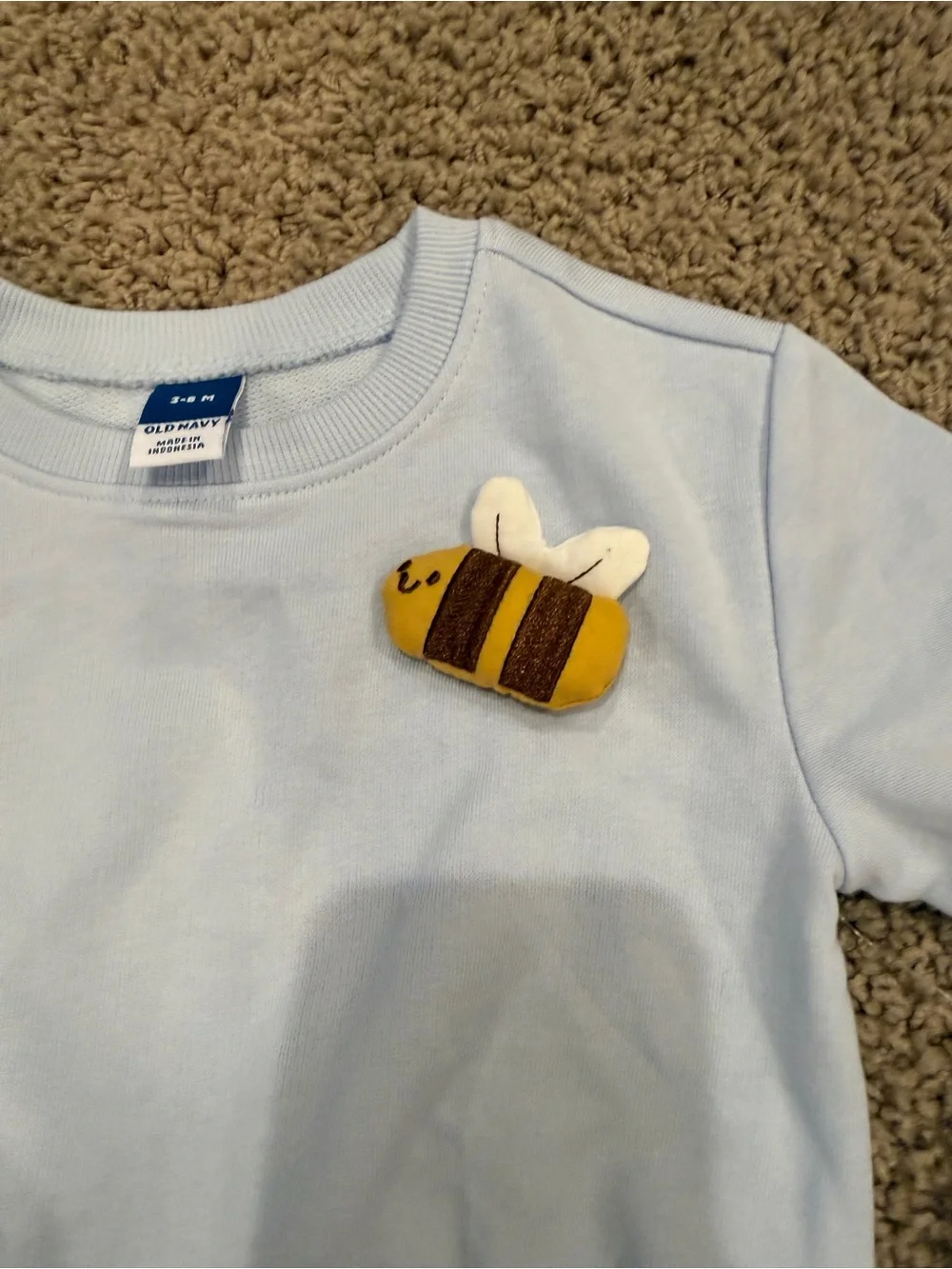 Old Navy Light Blue Sweatshirt & Sweatpants Set with Bee Embellishment 3-6M